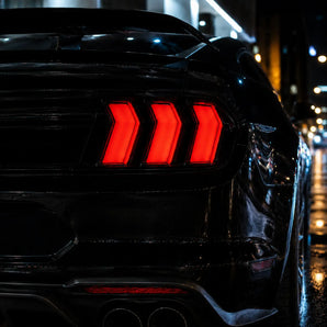 2015-2023 Ford Mustang S550 5-Mode Euro Shelby Style Smoke White LED Tail Lights Assembly With Sequential Turn Signal