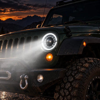 1997-2018 Jeep Wrangler TJ JK 7-inch LED headlights in two housing styles | SKU: HY-LED-254B