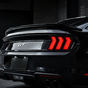 2015-2023 Ford Mustang S550 5-Mode Euro Shelby Style Clear White LED Tail Lights Assembly With Sequential Turn Signal