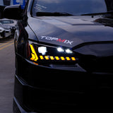 how Mitsubishi Lancer led headlights look on a car