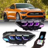 APP controled Ford Mustang 18-22 RGB Headlights effct in a car