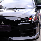 how Mitsubishi Lancer led headlights look on a car