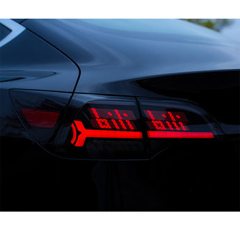 Tesla LED TAIL lights on effect on a car