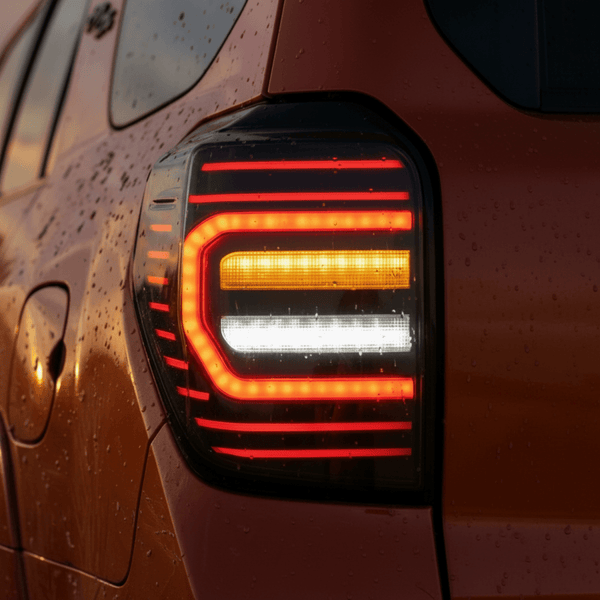 10 - 24 Toyota 4Runner Smoked White LED Tail Lights Assembly With Sequential Turn SignalTail Lights青铜橙4Runner夜间尾灯特写2010 - 2024 - Toyota - 4Runner - fqsr - 17717483419LEDT2