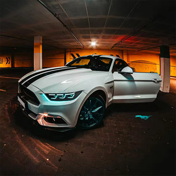 Ford Mustang RGB Headlights effect in a car