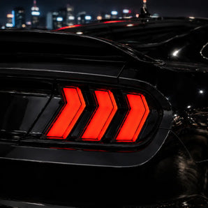 2015-2023 Ford Mustang S550 5-Mode Euro Shelby Style Clear White LED Tail Lights Assembly With Sequential Turn Signal