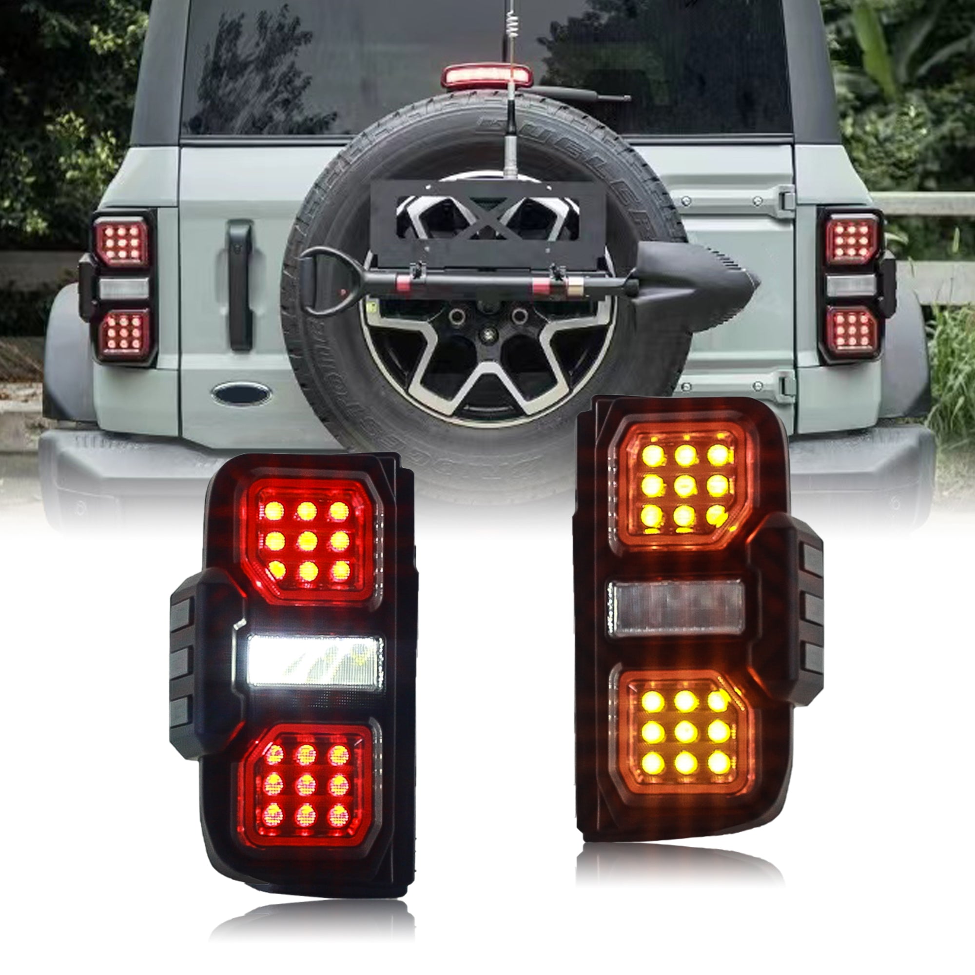 Ford Bronco Off-road 21-23 tail lights look on a car