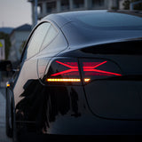 Tesla led and rgb tail lights effect at dawn