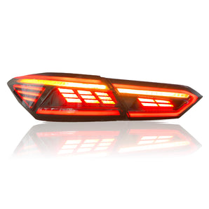 18-23 Toyota Camry Rectilinear LED Tail Lights Set With Clear Red