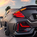 2016-2021 Honda Civic 10th Sedan Smoked White Halo LED Tail Lights Assembly With Sequential Turn Signal