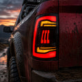 2009-2018 Dodge Ram 1500 2500 3500 Smoked Red LED Tail Lights Assembly With Sequential Turn Signal