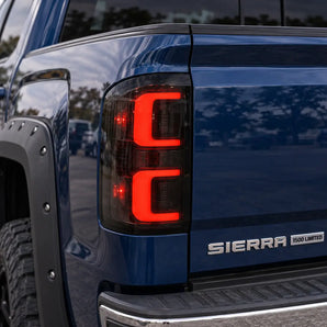 2014-2018 GMC Sierra 1500 & 2015-2019 Sierra 2500HD/3500HD Smoked Red LED Tail Lights Assembly
