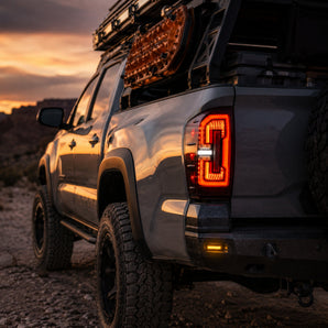 2016-2023 Toyota Tacoma smoked red LED tail lights rear angle