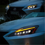 Lexus headlights on in a car