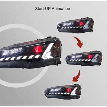 Mitsubishi Lancer LED headlights start up animation