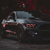 how Ford Mustang RGB Headlights red color light looks in a car