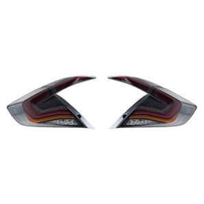 16-21 Honda Civic 10th Sedan LED Tail Lights Set With Starry Sky Clear Red