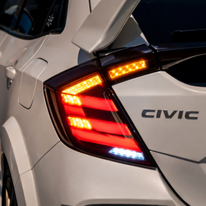 16-21 Honda Civic 10th Hatchback LED Tail Lights Set With Smoke Red