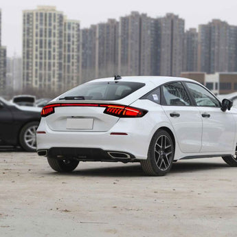 PrismBeam 2023-2025 Honda Civic 11th Hatchback Smoked LED Tail Lights Set With Tailgate