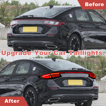 PrismBeam 2023-2025 Honda Civic 11th Hatchback Smoked LED Tail Lights Set With Tailgate