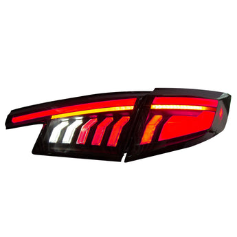 PrismBeam 2023-2025 Honda Civic 11th Hatchback Smoked LED Tail Lights Set With Tailgate