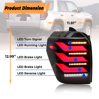 PrismBeam 2010-2024 Toyota 4runner Smoked LED Tail Lights Set